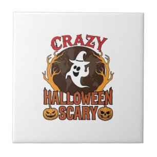 Halloween Spooky Pumpkin Retro Engraved Texture_1 Ceramic Tile