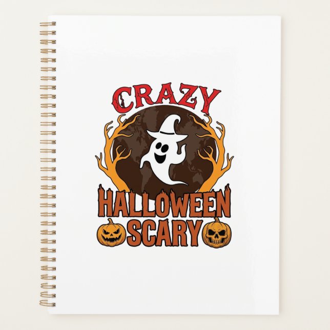 Halloween Spooky Pumpkin Retro Engraved Texture_1 Planner (Front)