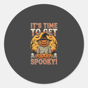 Halloween Spooky Pumpkin Scarecrow Vintage Classic Round Sticker