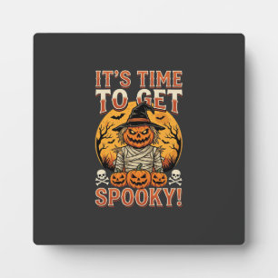 Halloween Spooky Pumpkin Scarecrow Vintage Plaque