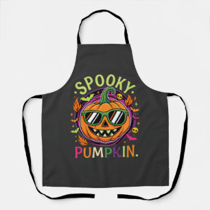 Halloween Spooky Pumpkin Sunglasses Vector Apron