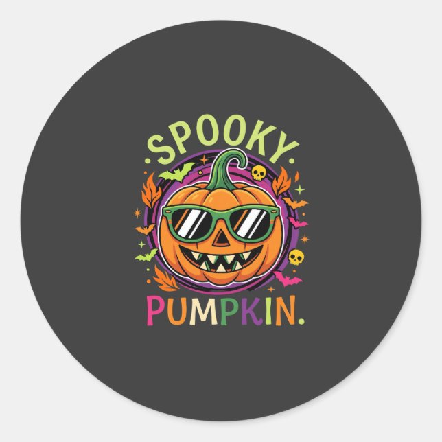 Halloween Spooky Pumpkin Sunglasses Vector Classic Round Sticker (Front)