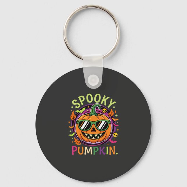 Halloween Spooky Pumpkin Sunglasses Vector Key Ring (Front)
