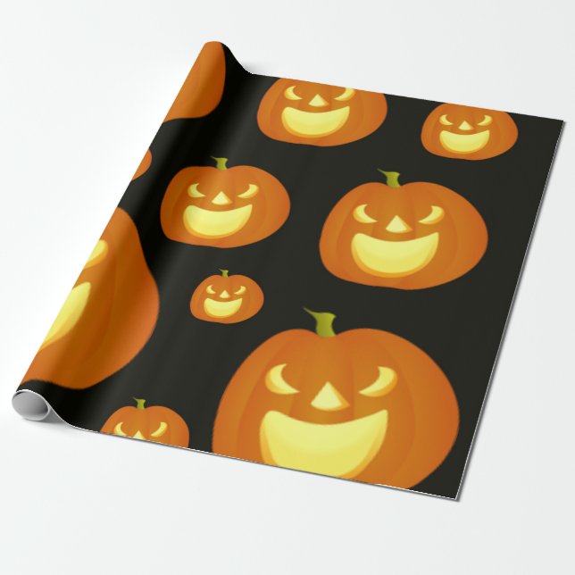 Halloween Spooky Pumpkin Wrapping Paper (Unrolled)