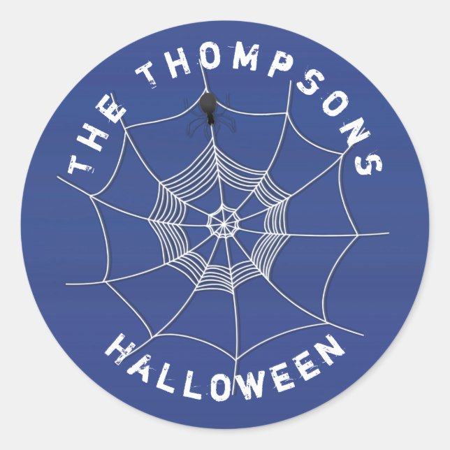 Halloween Spooky Scary Cute Spider Web Classic Round Sticker (Front)