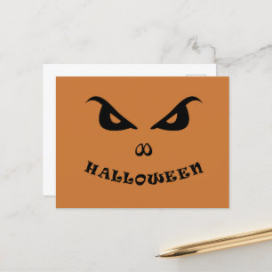 Halloween spooky scary face holiday postcard