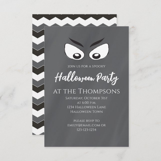 Halloween Spooky Scary Ghost Eyes Cute Fun Invitation (Front/Back)