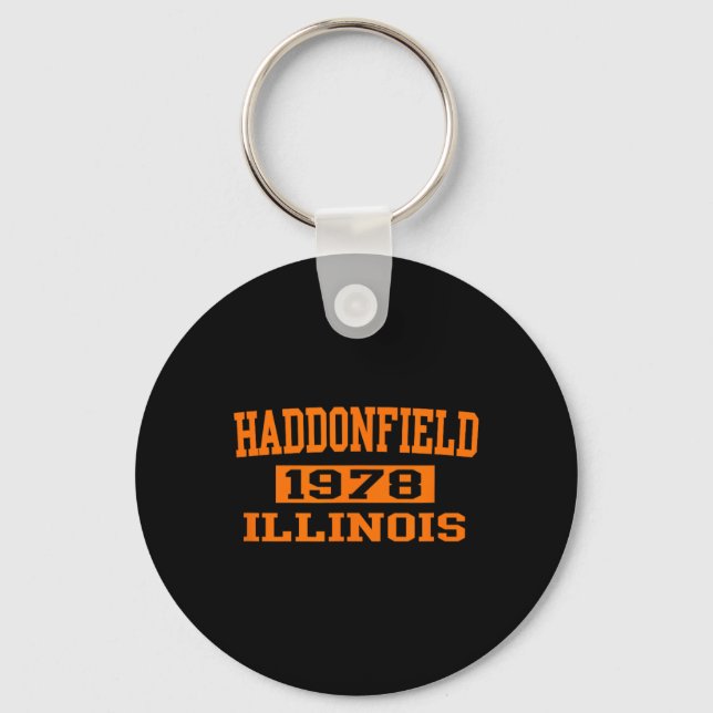 Halloween Spooky Scary Haddonfield Illinois Hallow Key Ring (Front)