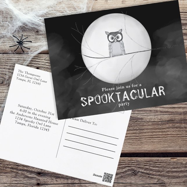 Halloween Spooky Scary Owl Whimsical Party  Postcard (Creator Uploaded)