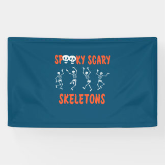 Halloween Spooky Scary Skeletons Dance Birthday Banner