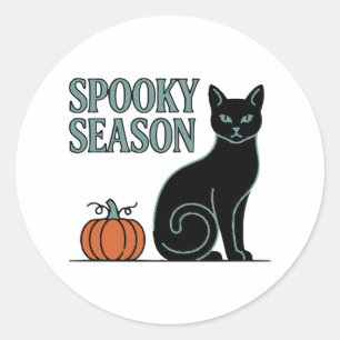 Halloween Spooky Season Cat Classic Round Sticker