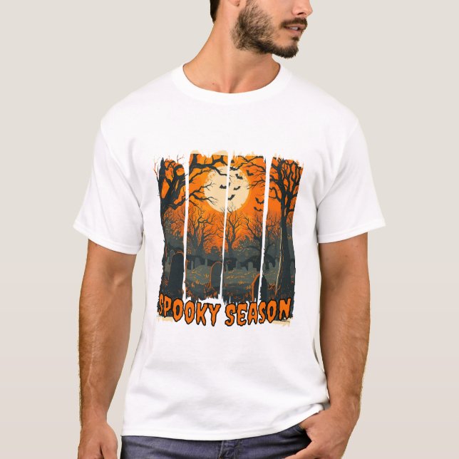 Halloween Spooky Season Cemetery T-Shirt (Front)