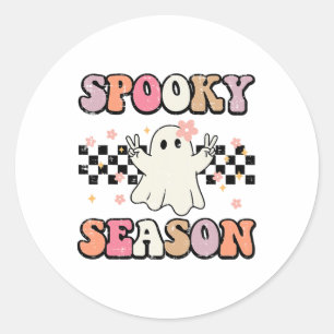 Halloween Spooky Season Ghost Peace Costume Women  Classic Round Sticker