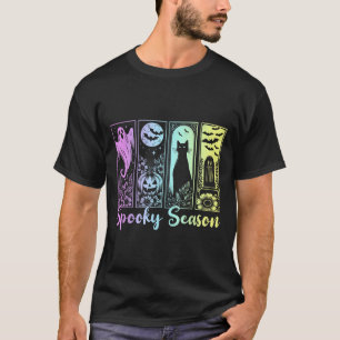 Halloween Spooky Season Horror Cat Vintage Hallowe T-Shirt