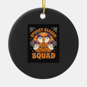 Halloween Spooky Season Squad Ghost Pumpkin Design Ceramic Ornament