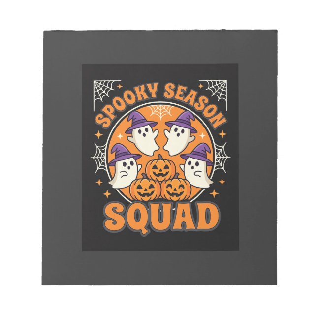 Halloween Spooky Season Squad Ghost Pumpkin Design Notepad (Front)