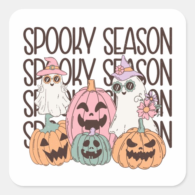 Halloween Spooky Season Square Sticker (Front)