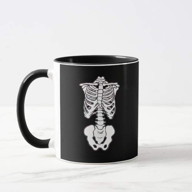 Halloween  Spooky Skeleton Bones Rib Cage Mug (Left)