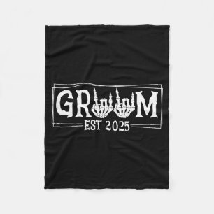 Halloween Spooky Skeleton Engagement Wedding Bride Fleece Blanket