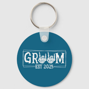 Halloween spooky skeleton engagement wedding bride key ring