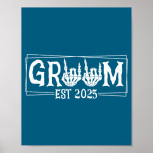 Halloween spooky skeleton engagement wedding bride poster