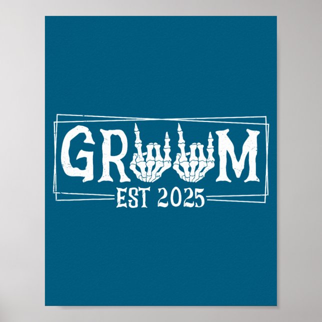 Halloween spooky skeleton engagement wedding bride poster (Front)