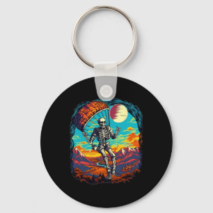 Halloween Spooky Skeleton Paragliding Skydiving Key Ring