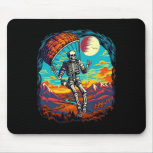 Halloween Spooky Skeleton Paragliding Skydiving Mouse Pad