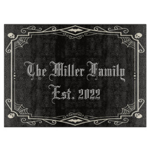 Halloween Spooky Skeletons Bats Spiderwebs Family  Cutting Board