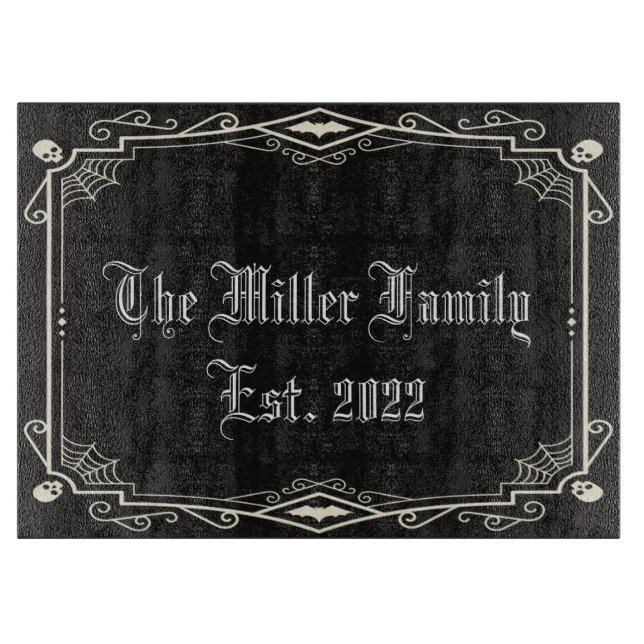 Halloween Spooky Skeletons Bats Spiderwebs Family  Cutting Board (Front)