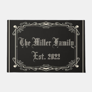 Halloween Spooky Skeletons Bats Spiderwebs Family  Doormat