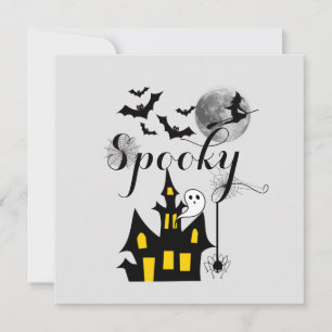 Halloween Spooky Spider bats witch haunted house Card