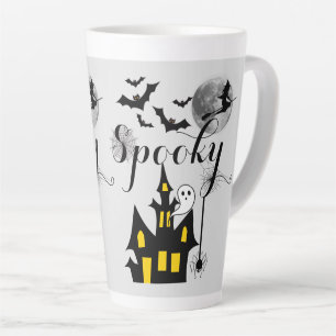 Halloween Spooky Spider bats witch haunted house Latte Mug