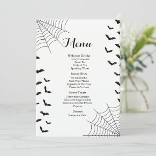 Halloween Spooky Spider Web Baby Shower Menu Card