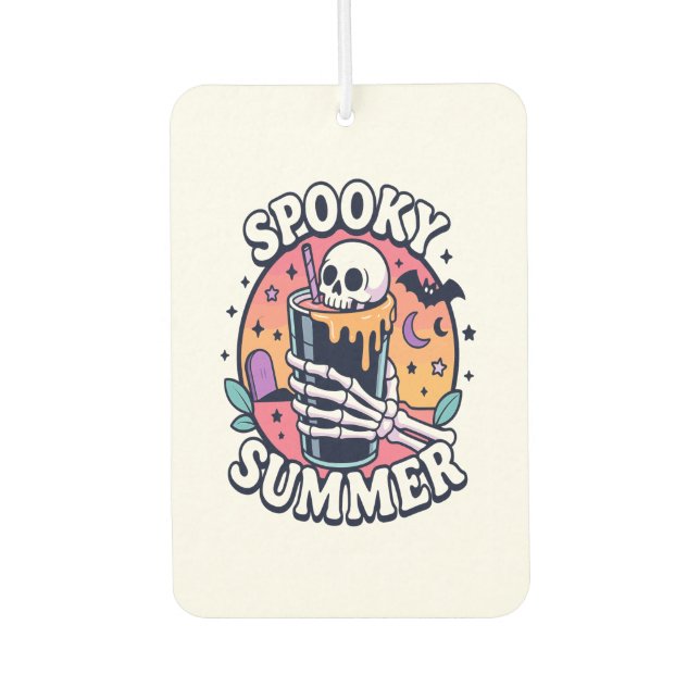 Halloween Spooky Summer Skeleton Drink Car Air Freshener (Front)