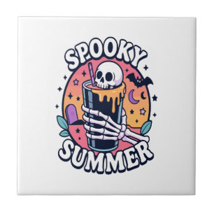 Halloween Spooky Summer Skeleton Drink Ceramic Tile