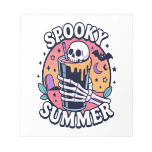Halloween Spooky Summer Skeleton Drink Notepad