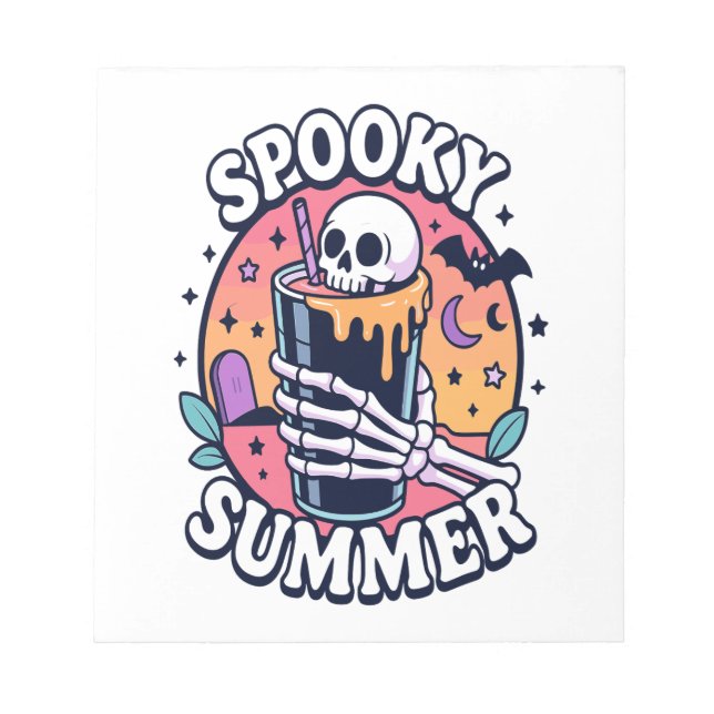 Halloween Spooky Summer Skeleton Drink Notepad (Front)