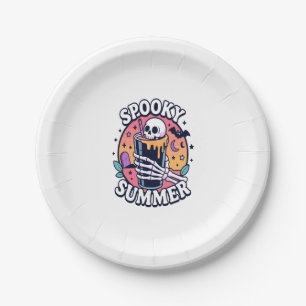 Halloween Spooky Summer Skeleton Drink Paper Plate
