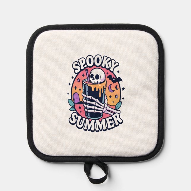 Halloween Spooky Summer Skeleton Drink Pot Holder (Front)