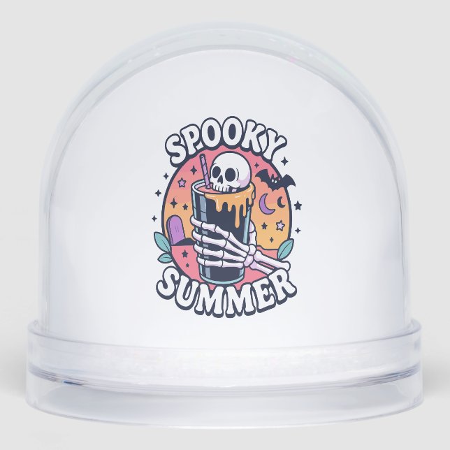 Halloween Spooky Summer Skeleton Drink Snowglobe (Front)