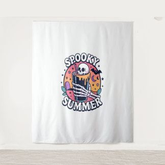 Halloween Spooky Summer Skeleton Drink Tapestry