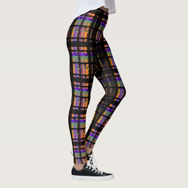 Halloween Spooky Swirl Plaid Leggings (Right)
