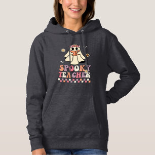 Halloween Spooky Teacher Retro Groovy Typography Hoodie