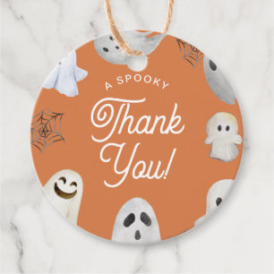 Halloween Spooky Thank You Orange Ghosts Favour Tags
