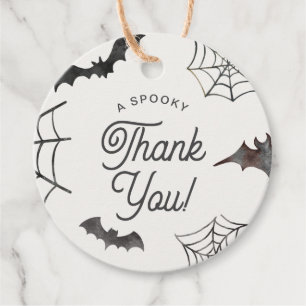 Halloween Spooky Thank You Purple Bats & Spiderweb Favour Tags