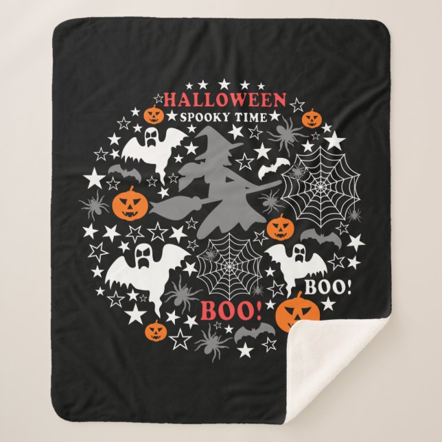 Halloween Spooky Time Sherpa Blanket (Front)