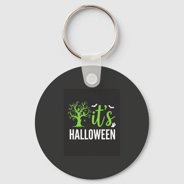 Halloween Spooky Tree Bats Vector Design_1 Key Ring (Front)