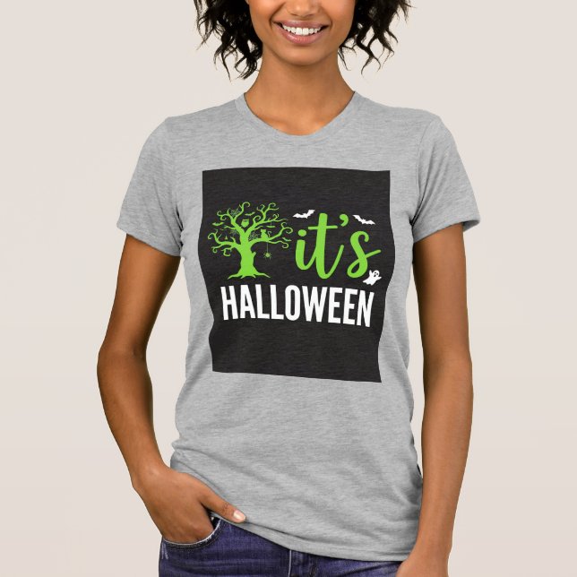 Halloween Spooky Tree Bats Vector Design_1 T-Shirt (Front)