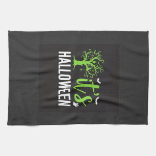 Halloween Spooky Tree Bats Vector Design_1 Tea Towel